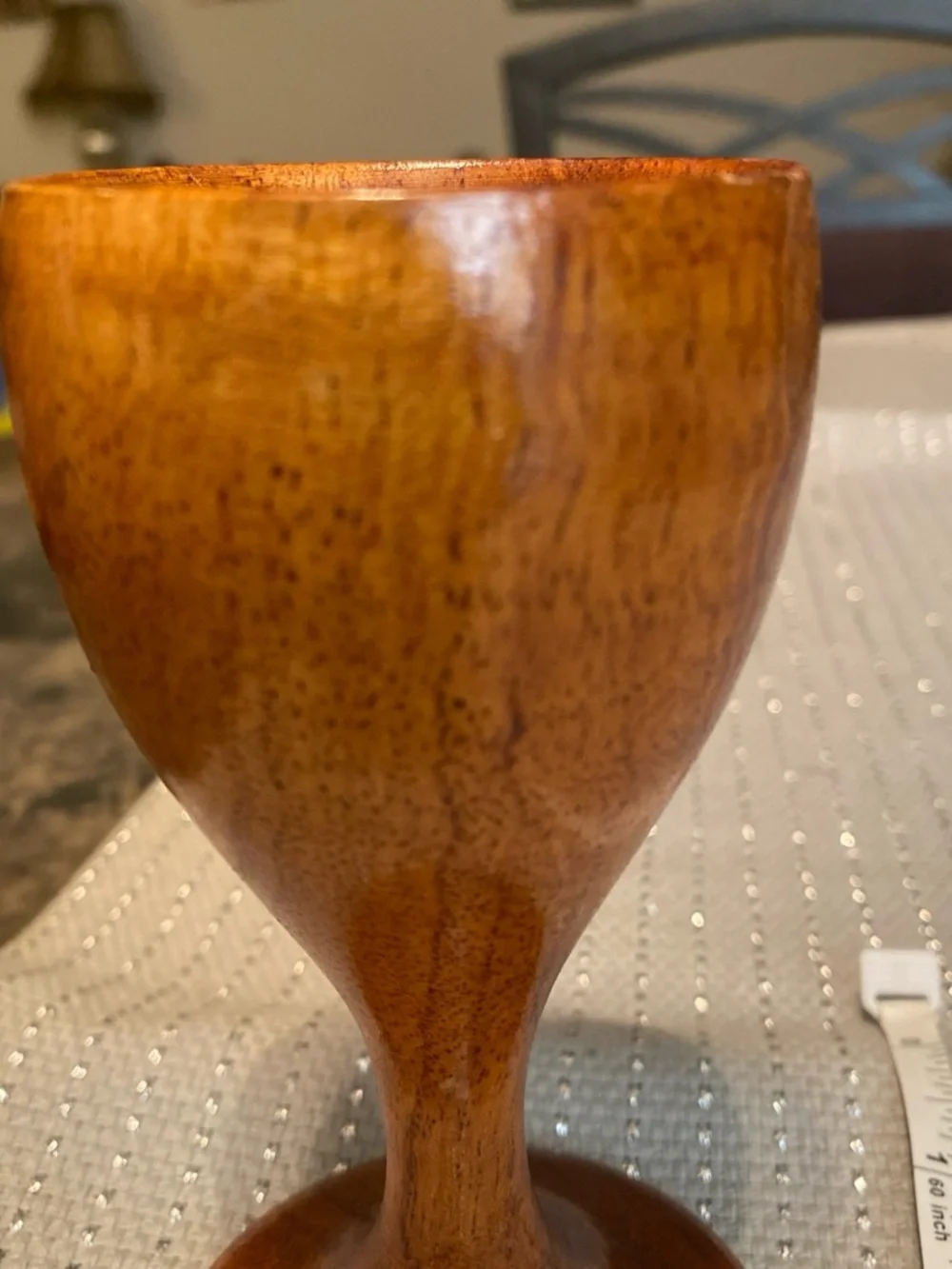 Hand-Turned Decorative Wood Goblet - Brown Finish
